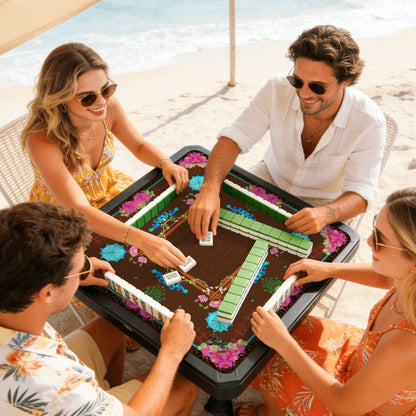 Neon on Leopard- Mini Travel Mahjong Mat 20.9"x20.9" (Ship Rolled up)