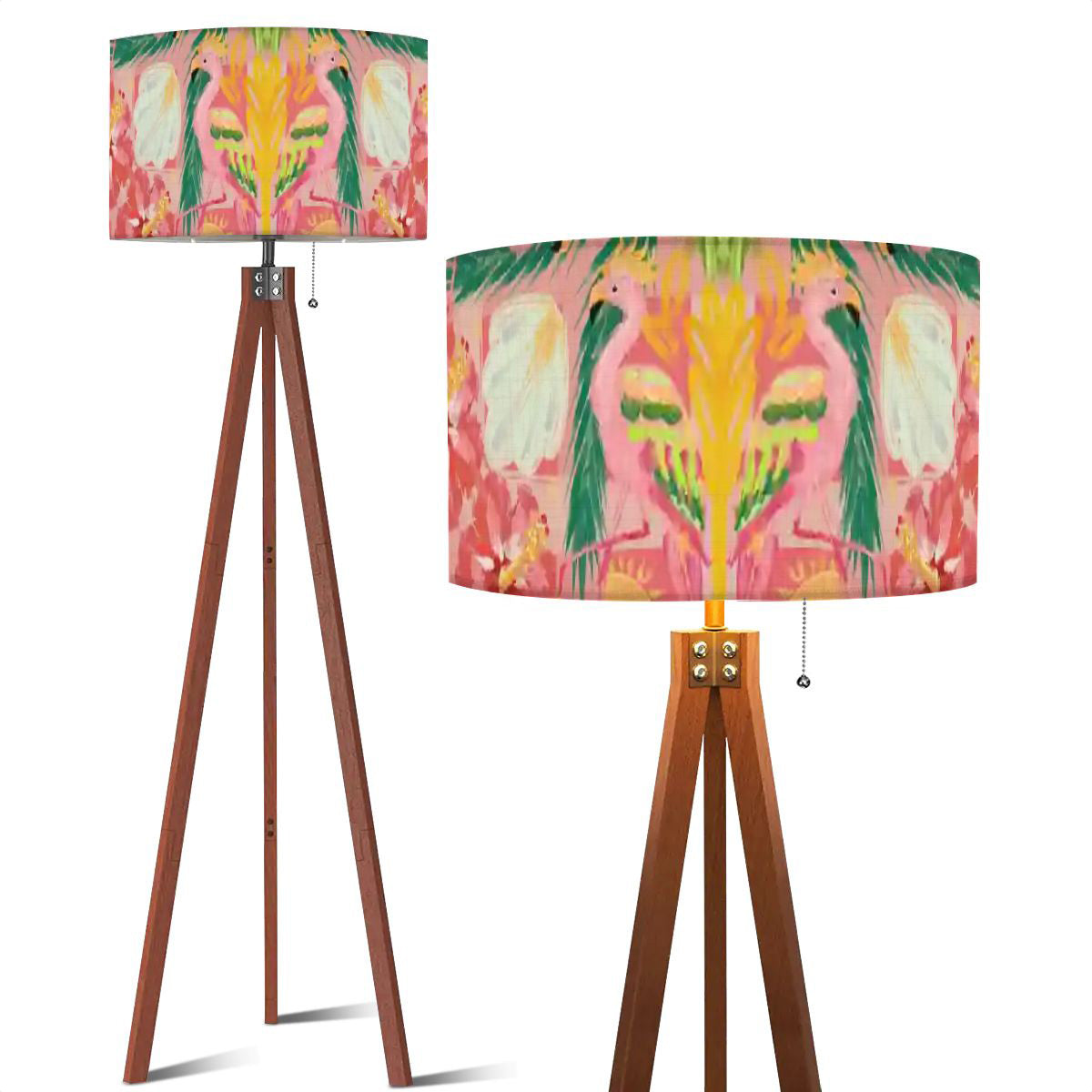 Tripod Floor Lamp (Made in USA)Birds and Pagodas