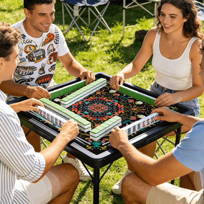 Spring on black - Mini Travel Mahjong Mat 20.9"x20.9" (Ship Rolled up)