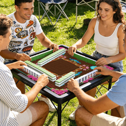 Neon on Leopard- Mini Travel Mahjong Mat 20.9"x20.9" (Ship Rolled up)