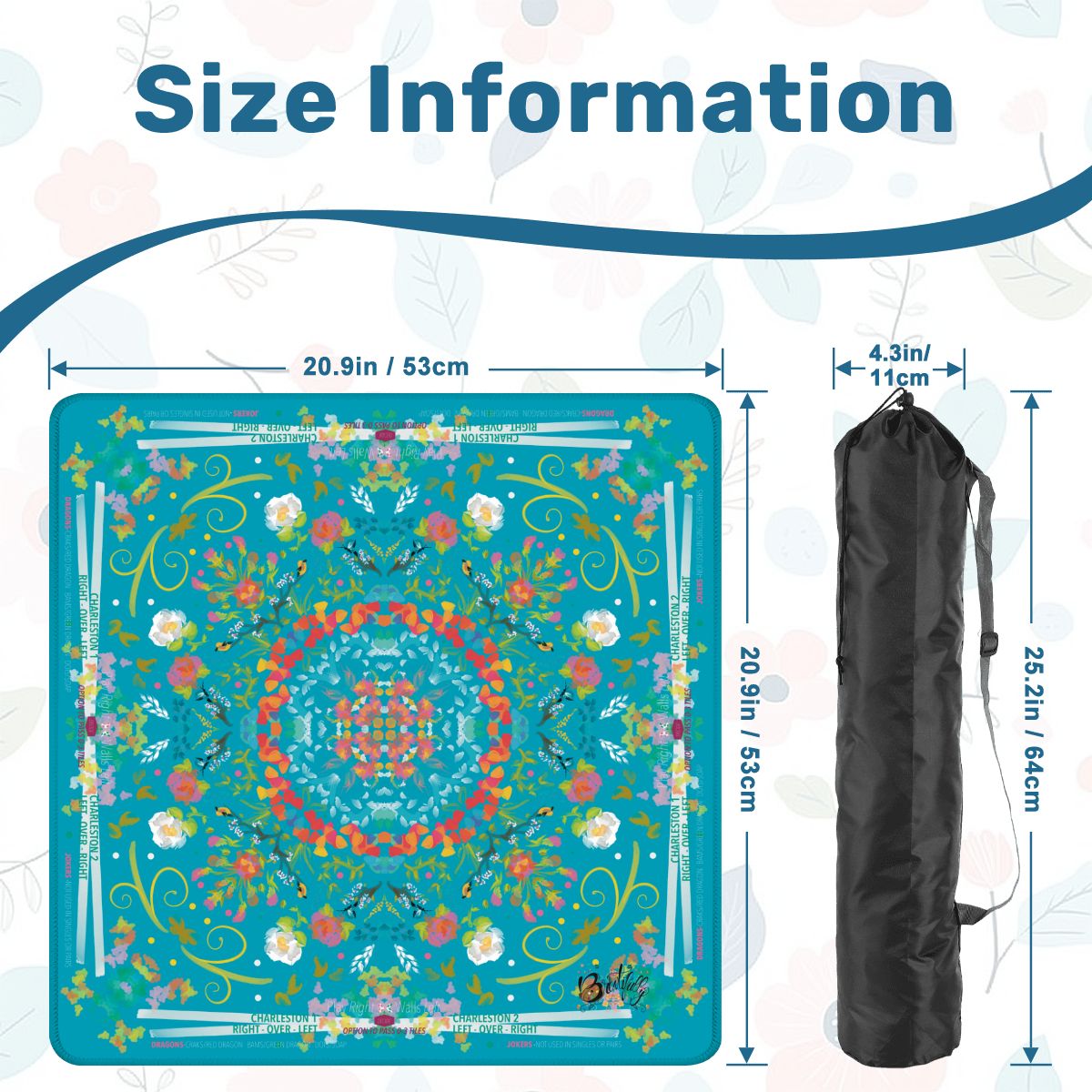 Summer on turquoise Mini travel Mahjong Mat 20.9"x20.9" (Ship Rolled up)