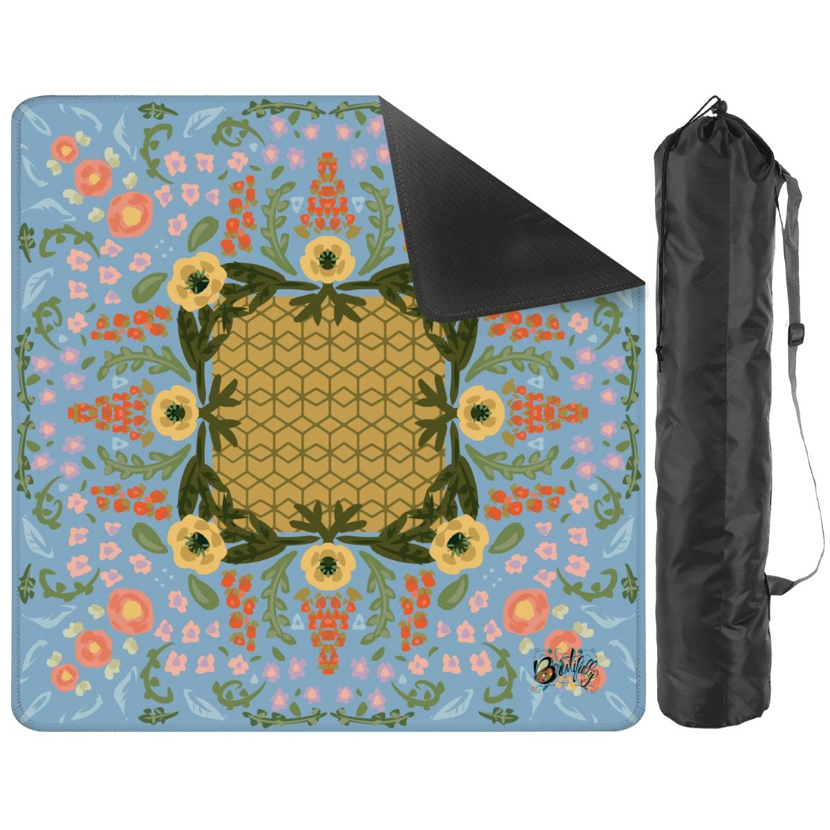 Mahjong Mat Grandma’s china on light blue 31.5"x31.5" (Ship Rolled up)