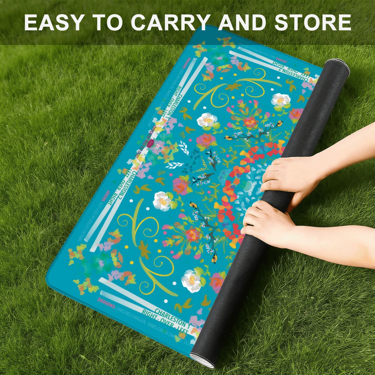 Summer on turquoise Mini travel Mahjong Mat 20.9"x20.9" (Ship Rolled up)