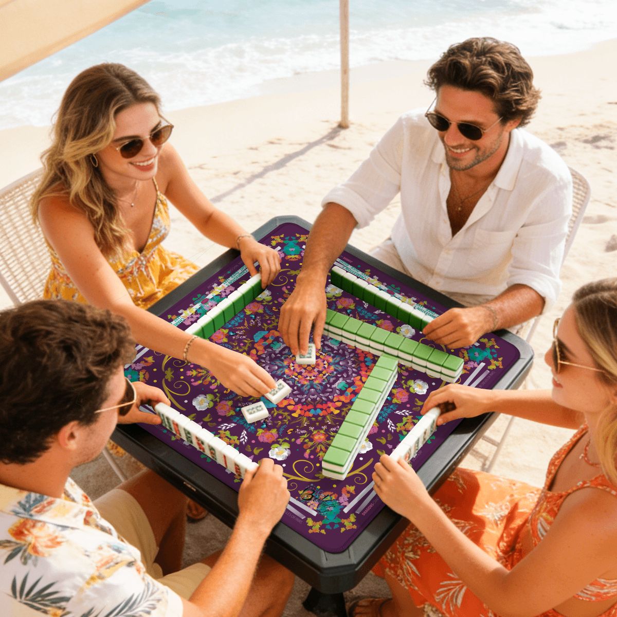 Summer on Magenta Mini Travel Mahjong Mat 20.9"x20.9" (Ship Rolled up)
