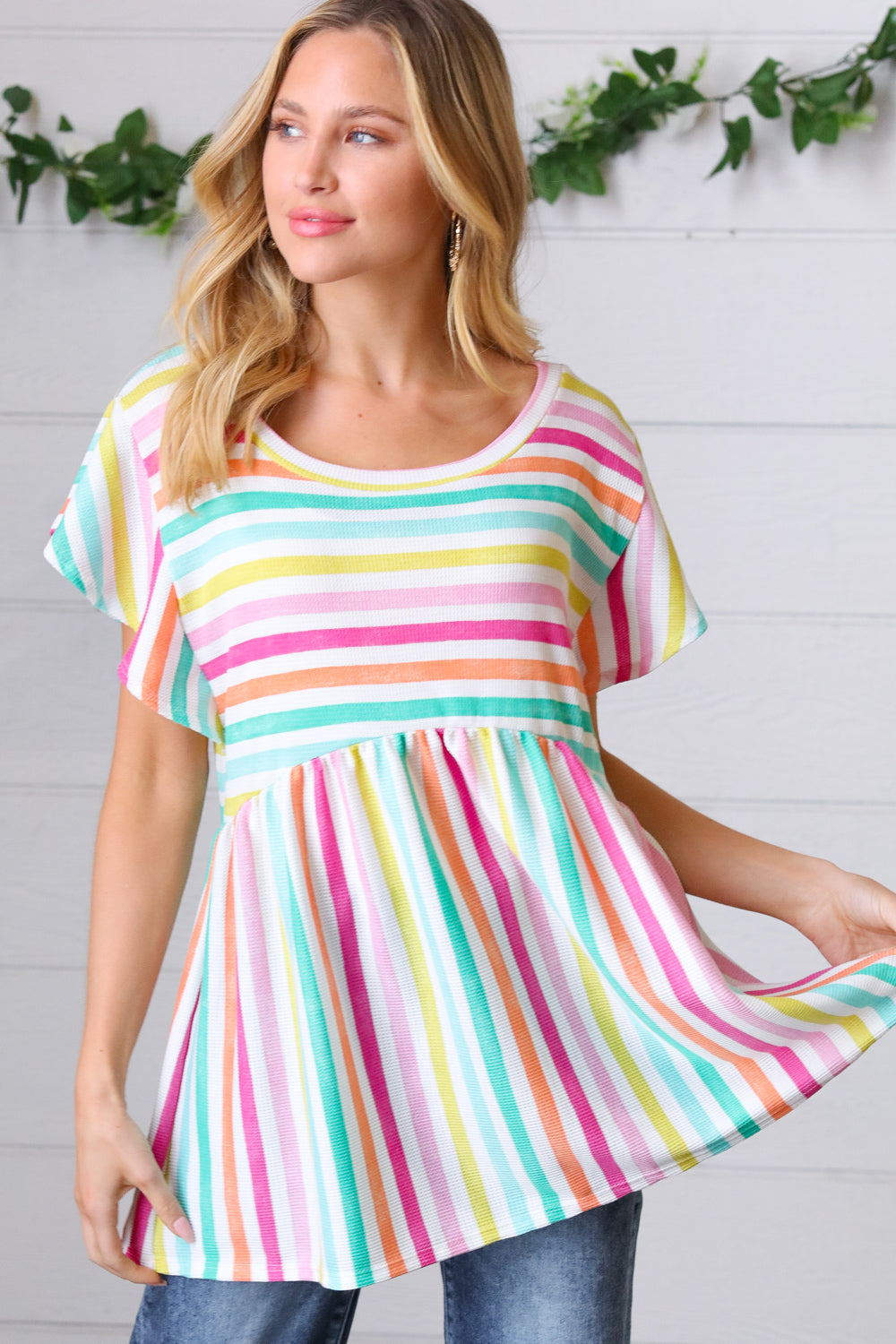 Lavender Rainbow Stripe Babydoll To