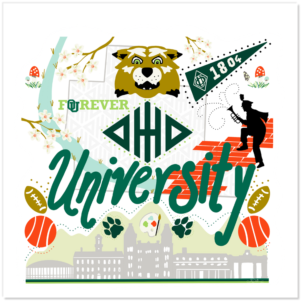 Athens, Ohio University-Kiss Cut Stickers