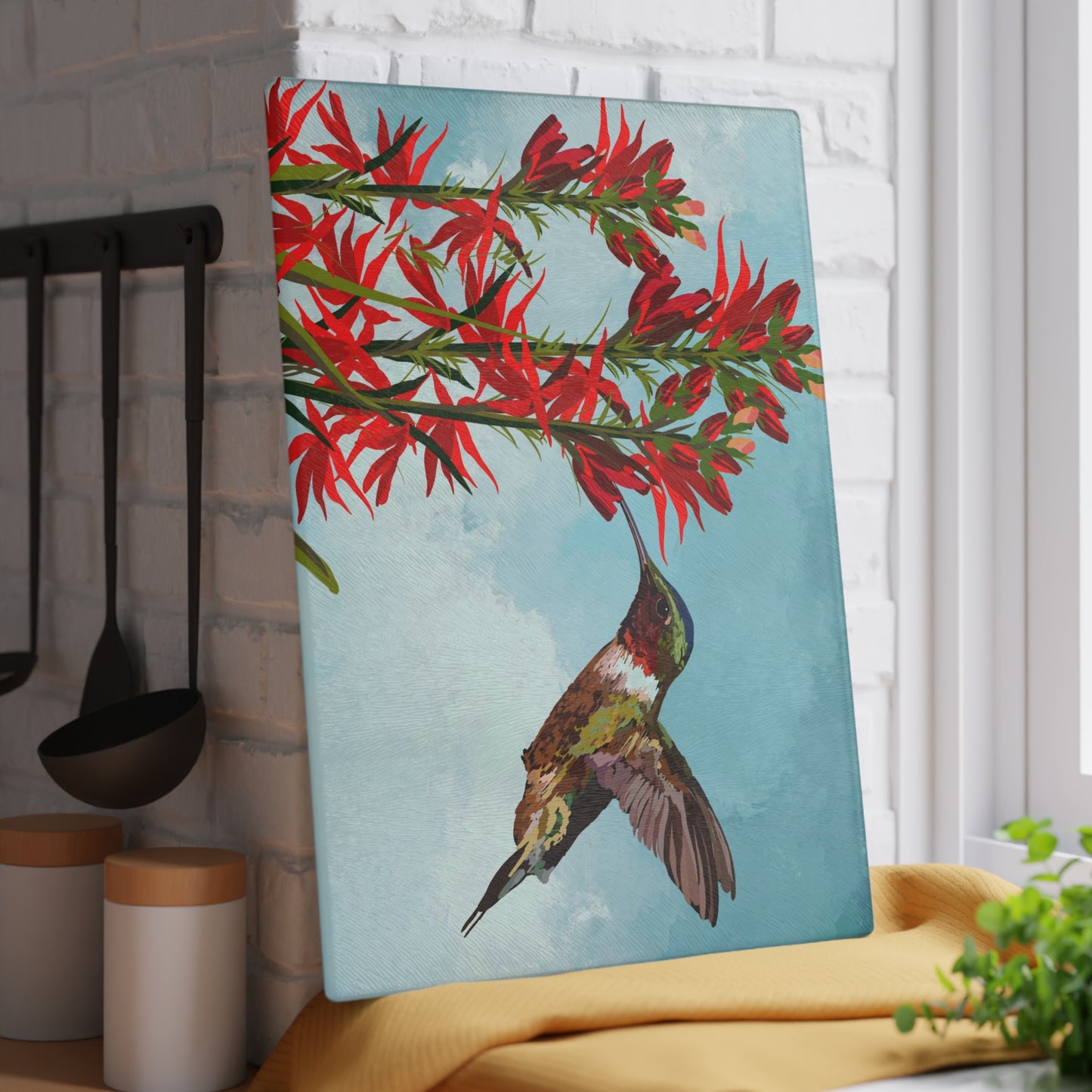 Hummingbird Glass Cutting Board