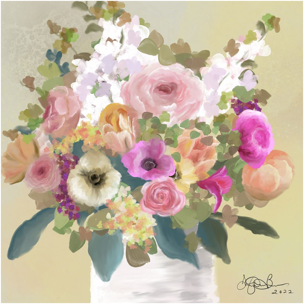 Bouquet on Yellow Giclee Fine Art Prints