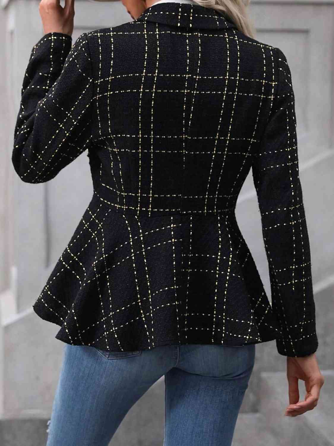 Ruffle Hem Collared Blazer