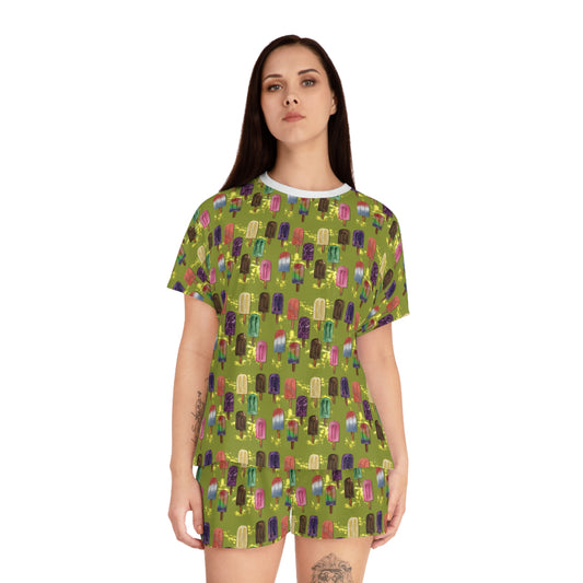 Summer treat - green Women's Short Pajama Set (AOP)