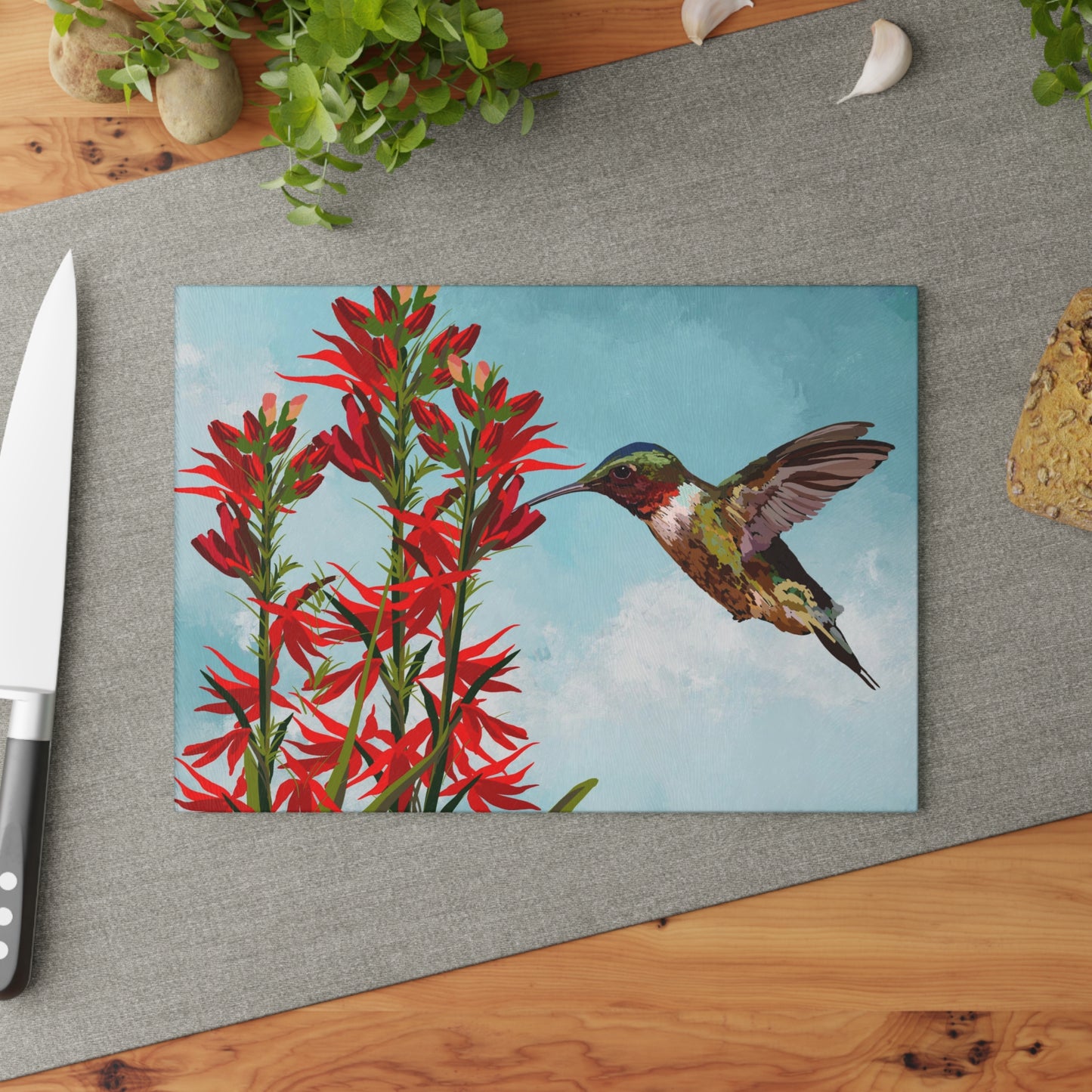 Hummingbird Glass Cutting Board