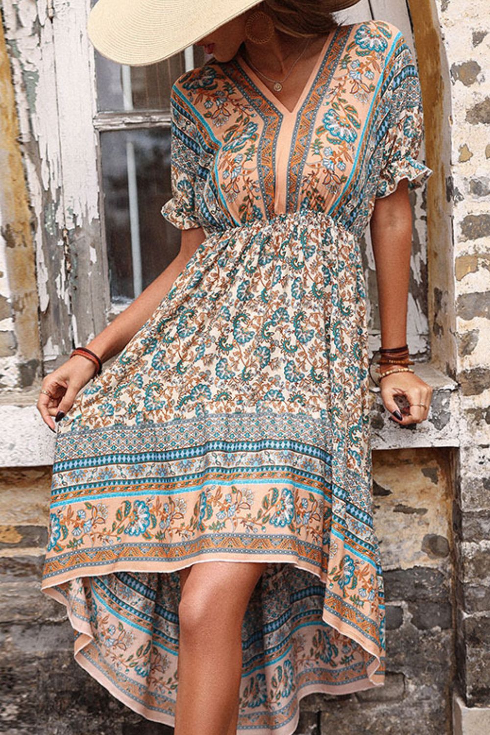 Bohemian High-Low Open Back Dress