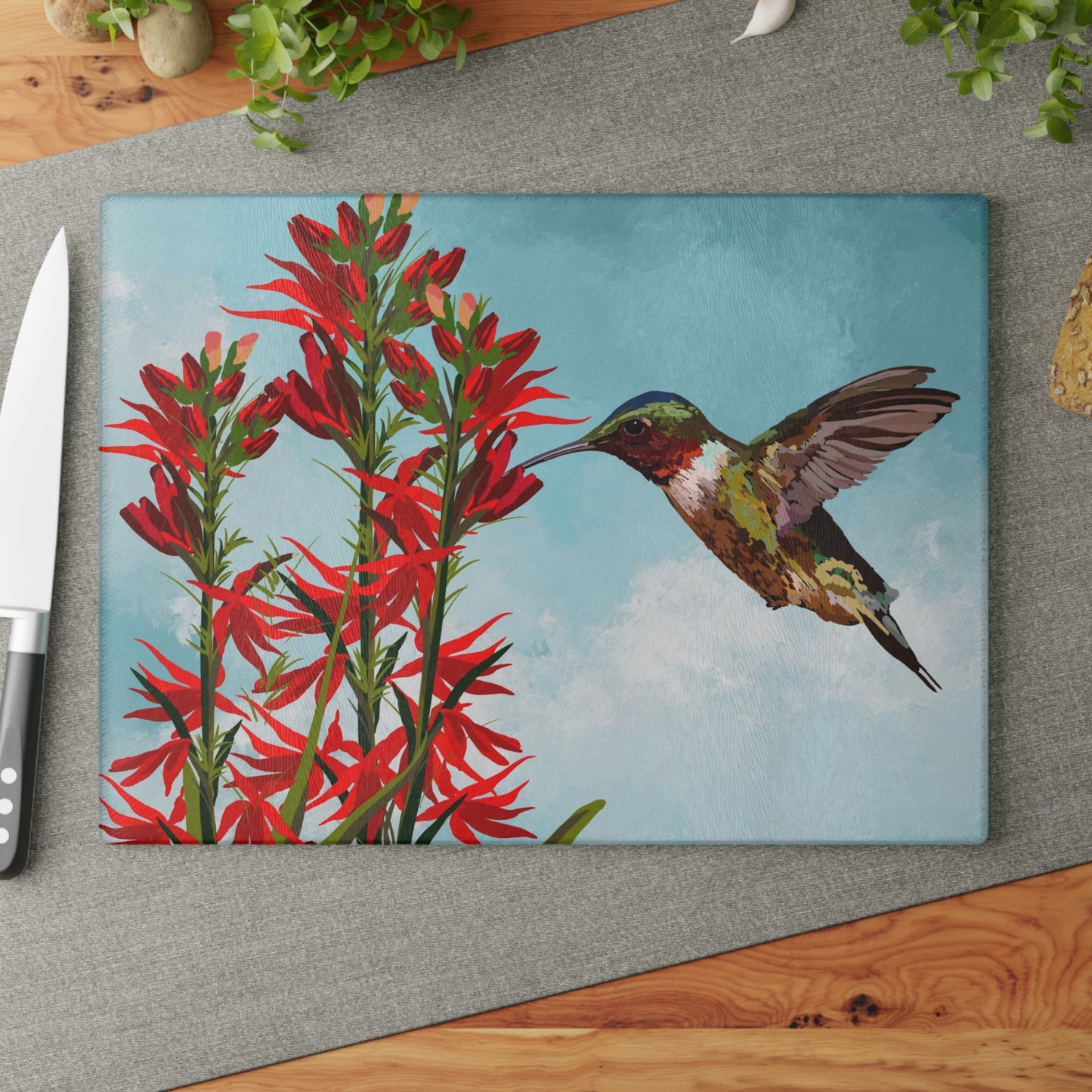 Hummingbird Glass Cutting Board