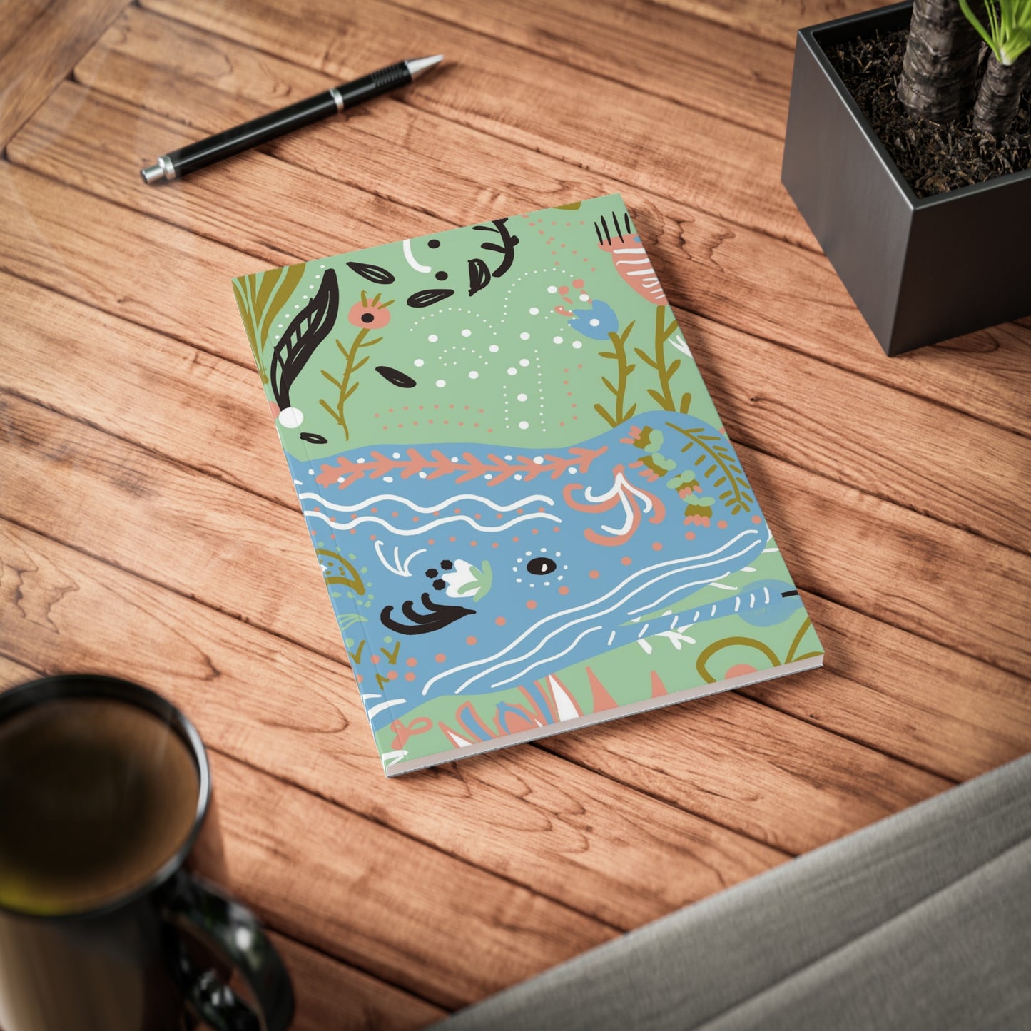 Whale Softcover Notebook, A5