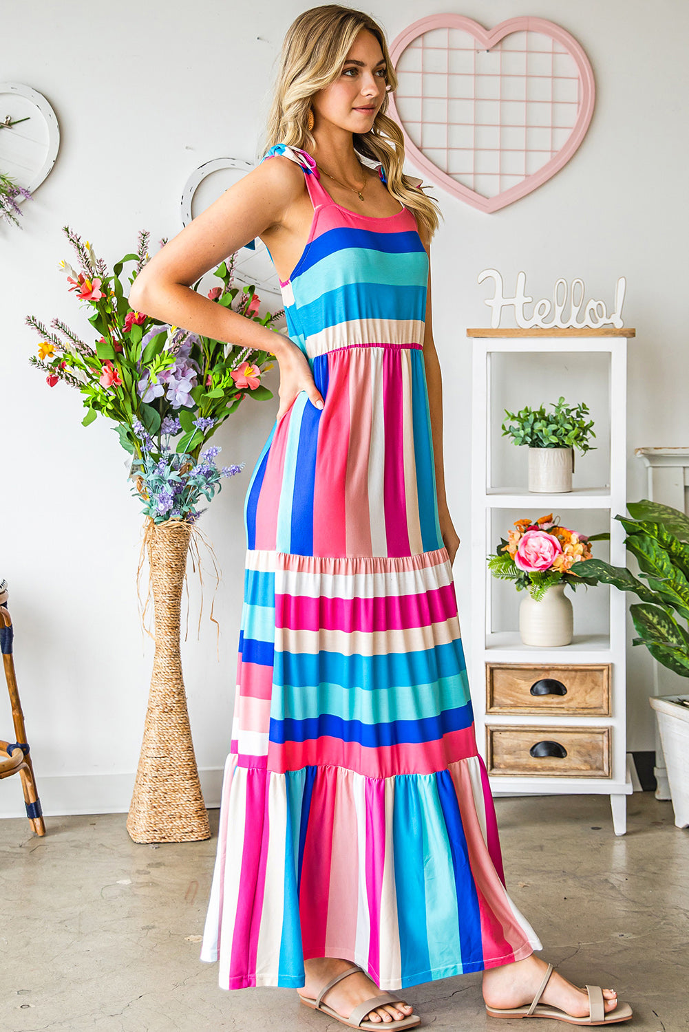 Striped Sleeveless Maxi Dress