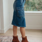 Always Be There Cargo Denim Skirt