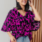 Casually Cute V-Neck Top in Magenta