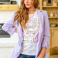 Chic In Lavender Ruched 3/4 Sleeve Blazer