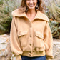 Don't Stress Oversized Collar Sherpa Jacket In Taupe