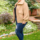 Don't Stress Oversized Collar Sherpa Jacket In Taupe