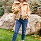 Don't Stress Oversized Collar Sherpa Jacket In Taupe