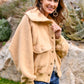 Don't Stress Oversized Collar Sherpa Jacket In Taupe
