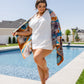 Luxury Beach Towel in Block Floral