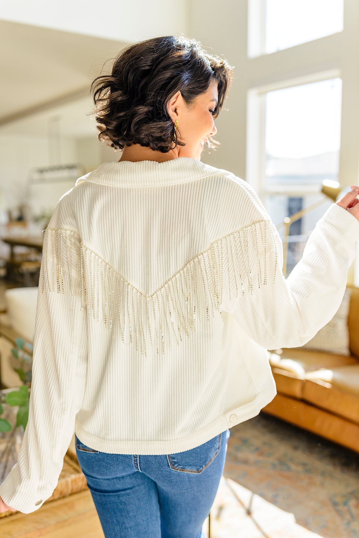 Loretta Rhinestone Fringe Jacket