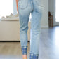 Miranda High Rise Plaid Cuff Vintage Straight Jeans