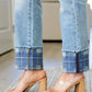 Miranda High Rise Plaid Cuff Vintage Straight Jeans