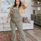 Olivia Control Top Release Hem Overalls in Olive