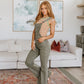 Olivia Control Top Release Hem Overalls in Olive