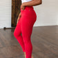 Ruby High Rise Control Top Garment Dyed Skinny Jeans in Red