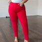 Ruby High Rise Control Top Garment Dyed Skinny Jeans in Red