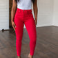 Ruby High Rise Control Top Garment Dyed Skinny Jeans in Red