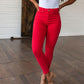 Ruby High Rise Control Top Garment Dyed Skinny Jeans in Red