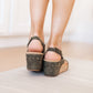 Walk This Way Wedge Sandals in Olive Suede