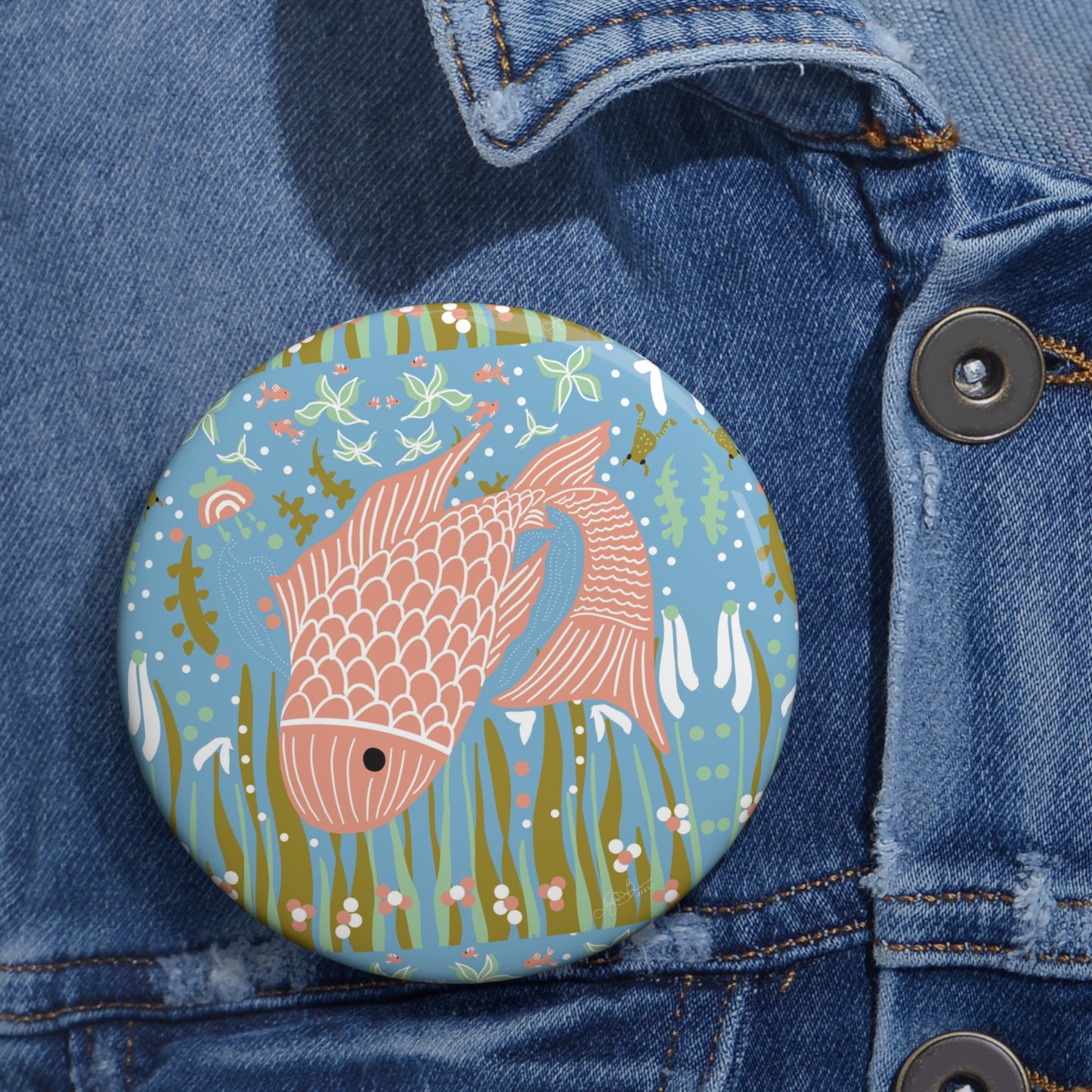 Fish Custom Pin Buttons