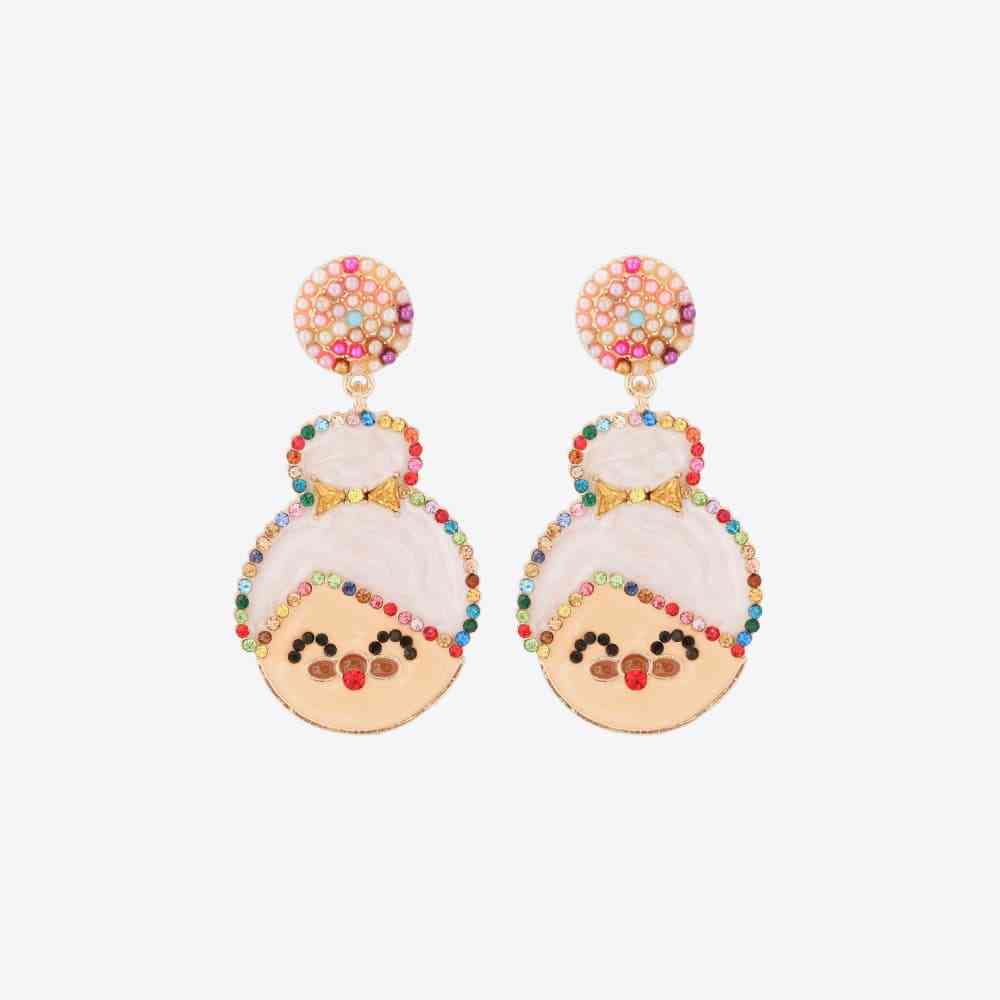 Rhinestone Alloy Mrs. Claus Earrings