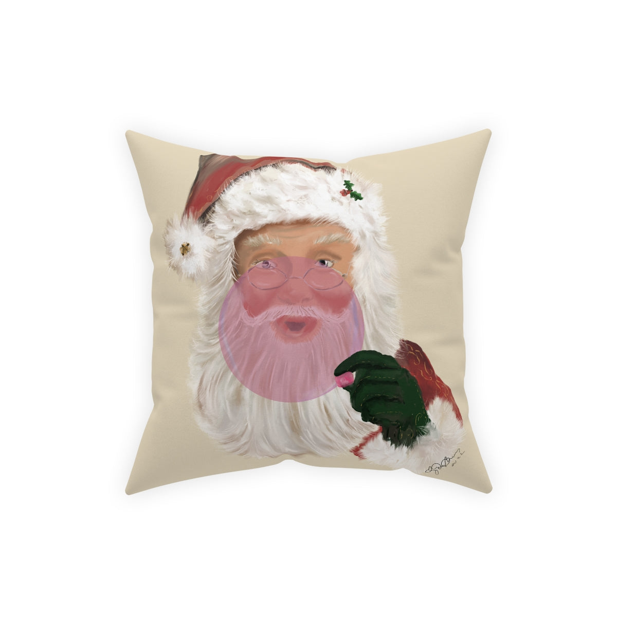 Santa bubble gum Broadcloth Pillow