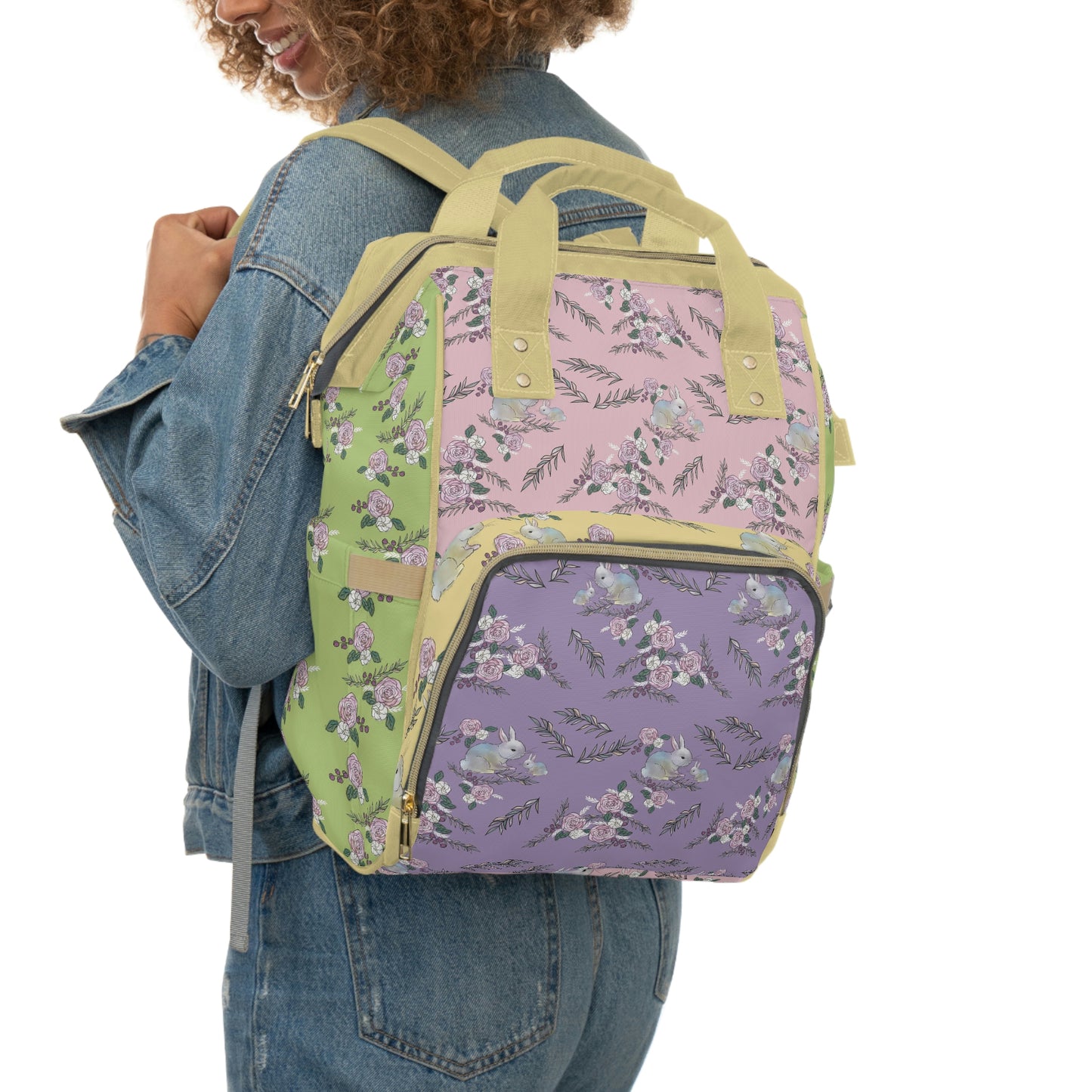 Multifunctional Diaper Backpack- multi bunny