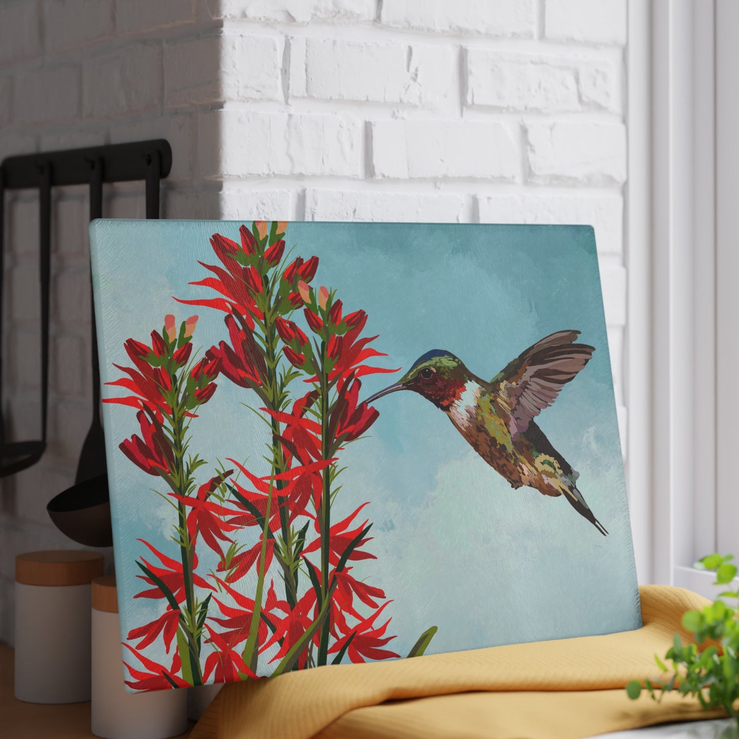 Hummingbird Glass Cutting Board