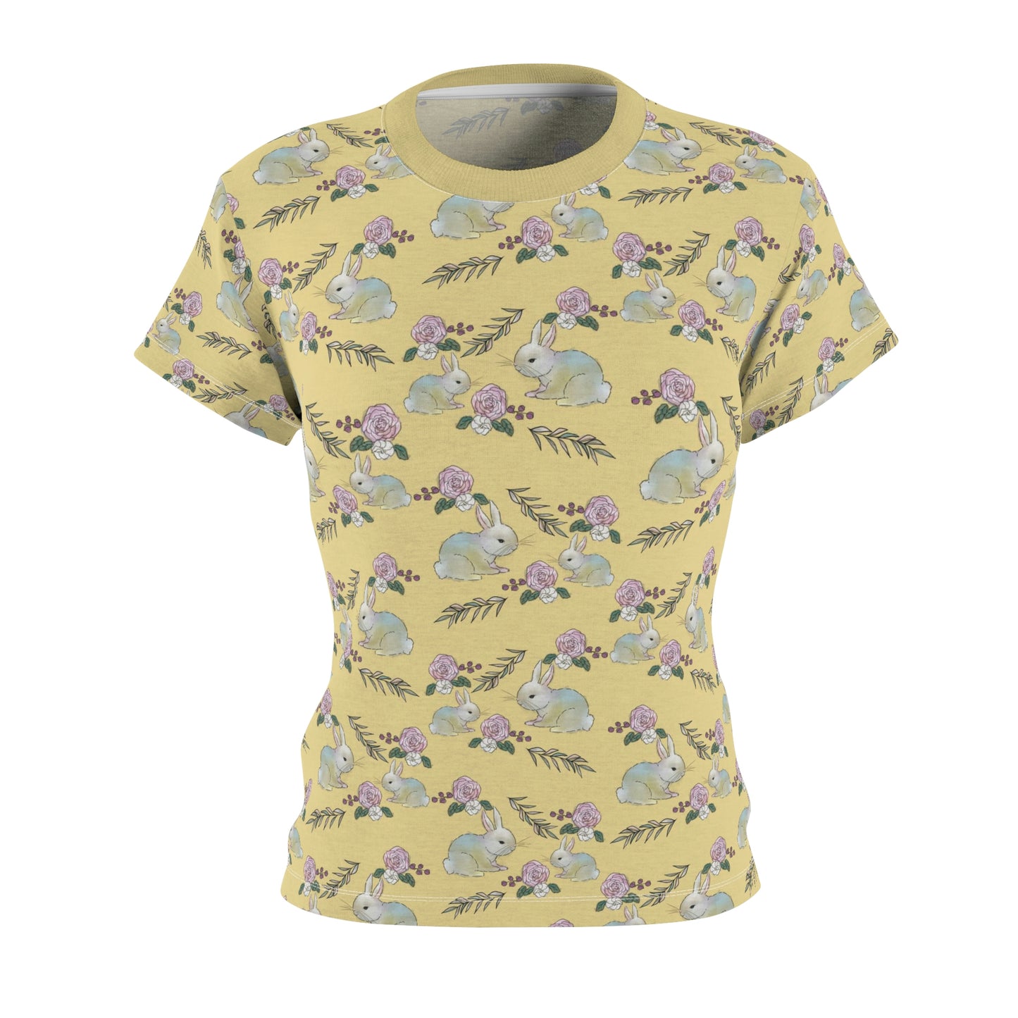 Women's Cut & Sew Tee -yellow with bunnies