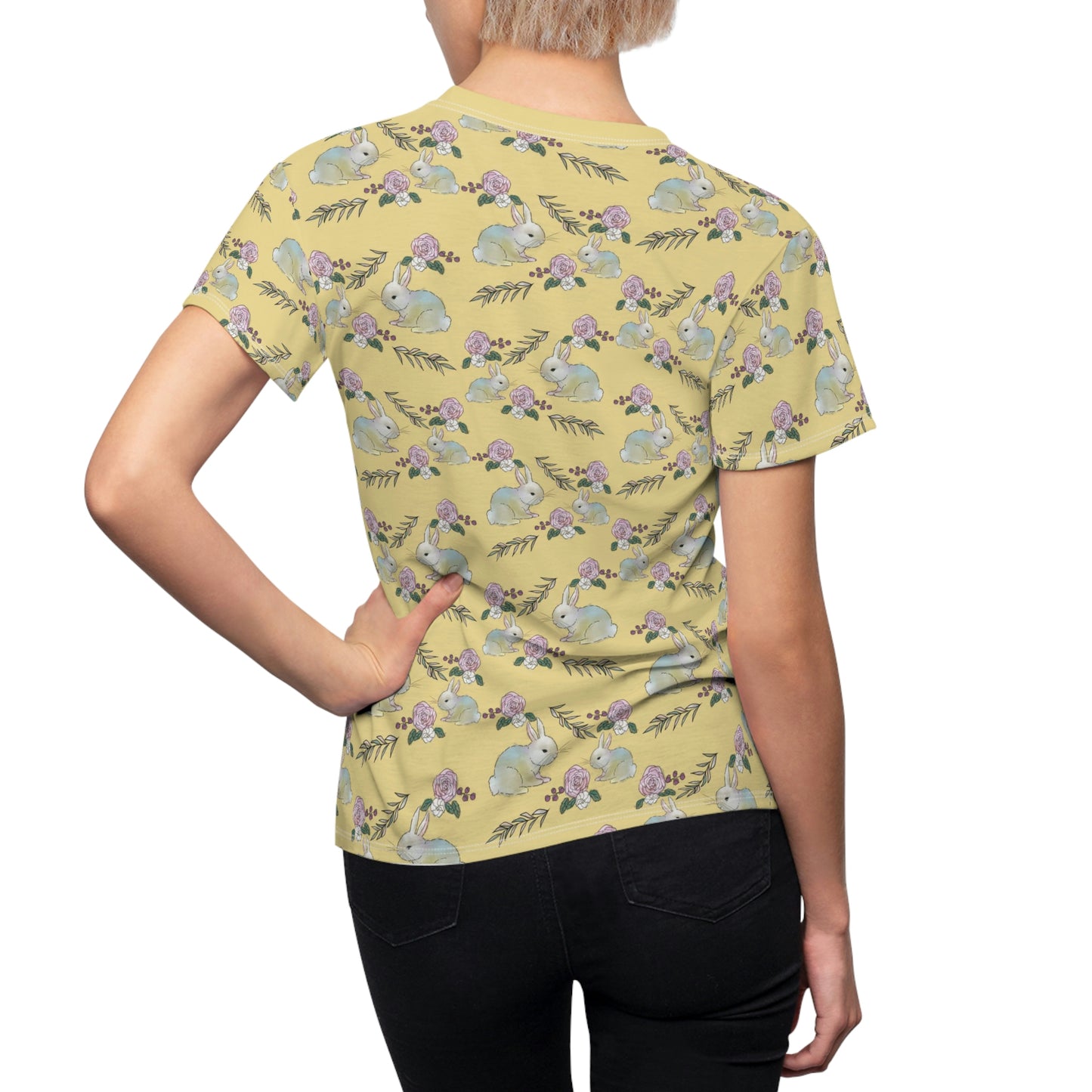 Women's Cut & Sew Tee -yellow with bunnies