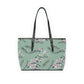 PU Leather Shoulder Bag- green with bunnies