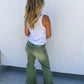 PREORDER: Blakeley Distressed Jeans In Olive and Camel